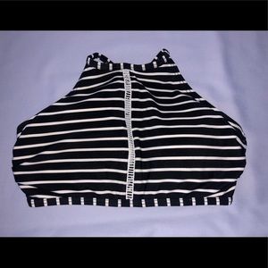 Black and white striped cross back halter top